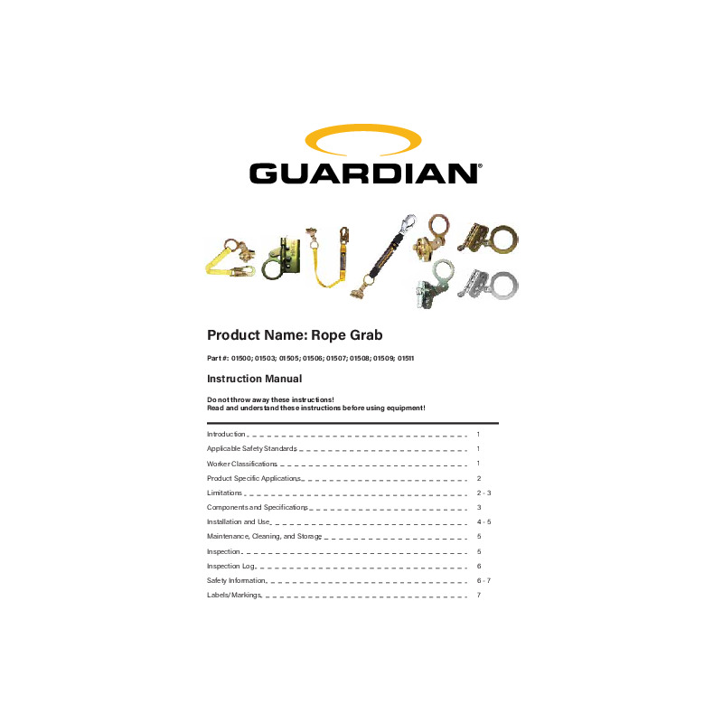 Rope Grab | GuardianFall – 01507 (USA) | Guardian Fall Protection